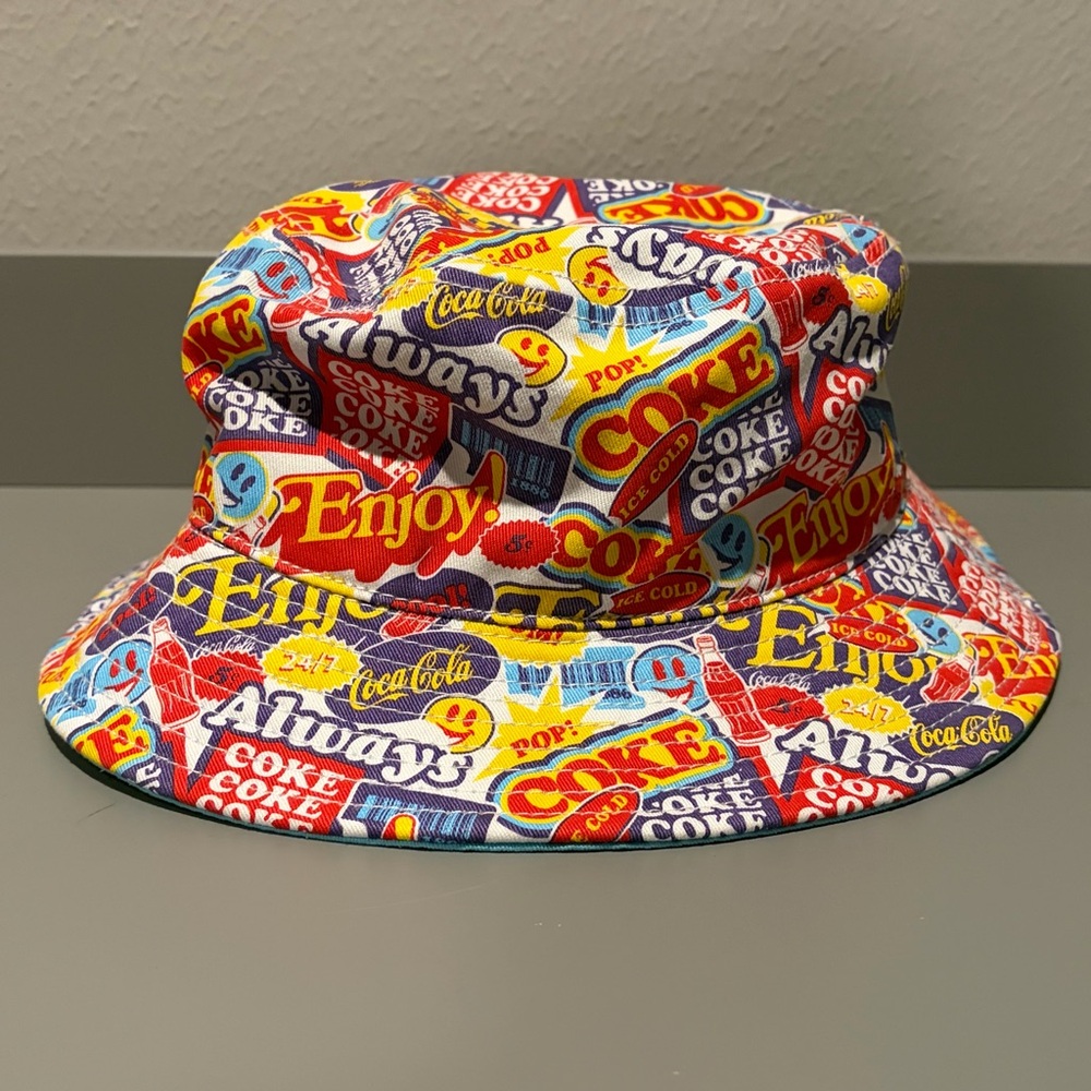 Coca-Cola Coke Always Enjoy Beach Bucket Floppy Hat Pop Art Print All Over Retro